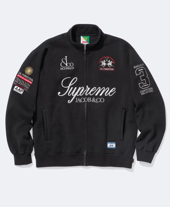 Supreme La Martina Zip-Up Black Sweatshirt