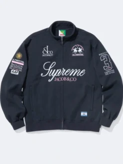 Supreme La Martina Zip-Up Blue Sweatshirt