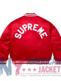 Supreme Red Full-Snap Varsity Jacket