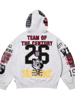 Supreme Warriors Grey Zip-Up Hooded Sweatshirt