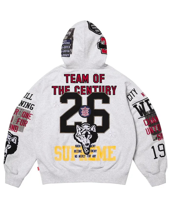 Supreme Warriors Grey Zip-Up Hooded Sweatshirt