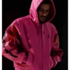 Supreme X Jordan 2026 Pink Hooded Leather Jacket