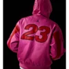 Supreme X Jordan 2026 Pink Hooded Leather Jacket For Sale