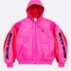 Supreme X Jordan 2026 Pink Hooded Leather Jacket Front