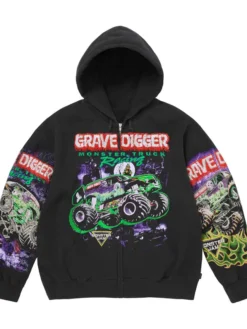 Supreme x Grave Digger Black Zip-Up Hooded Sweatshirt
