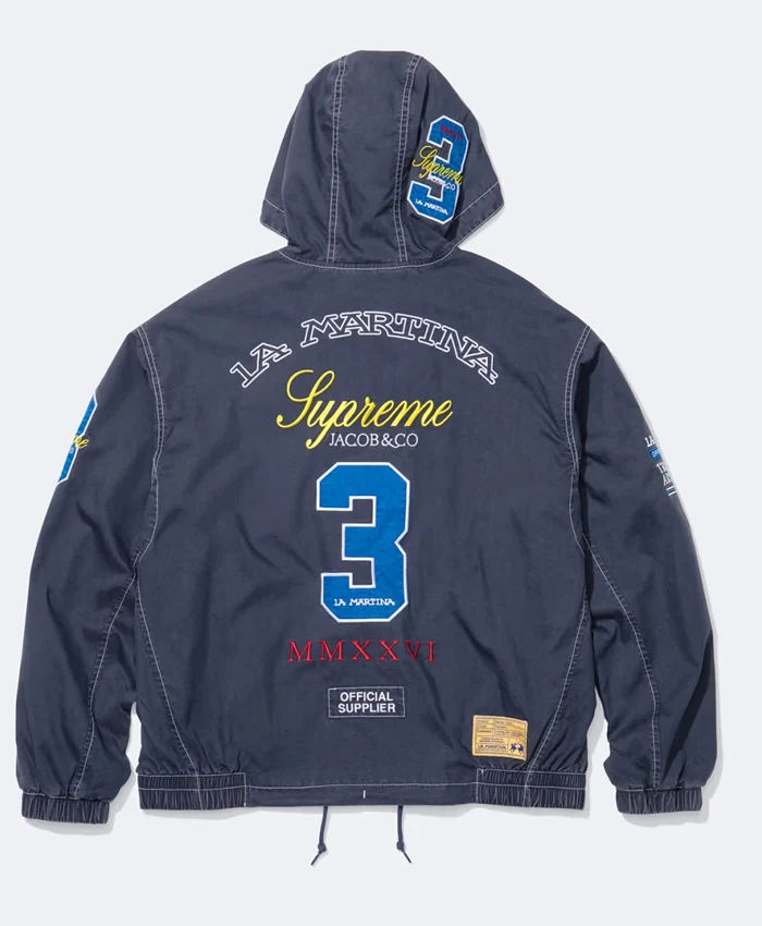 Supreme x La Martina Blue Hooded Jacket