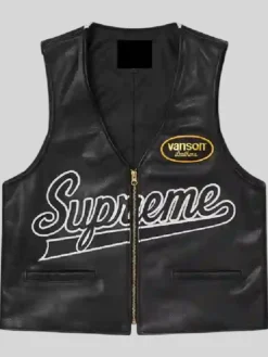 Supreme x Vanson Spider Web Leathers Vest Black