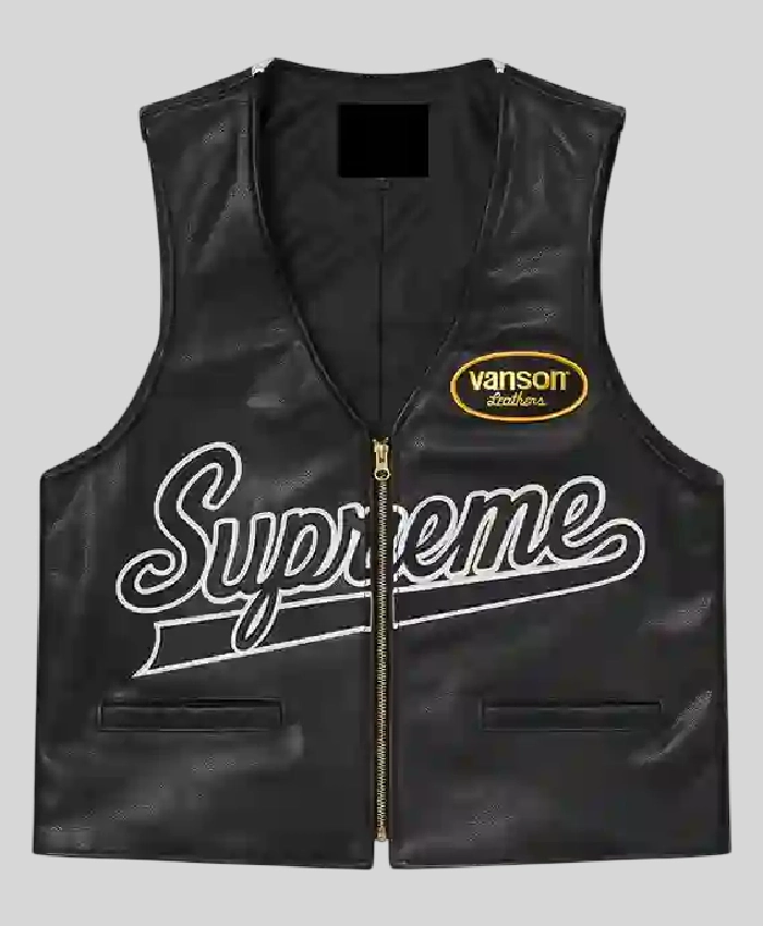 Supreme x Vanson Spider Web Leathers Vest Black
