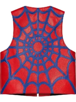 Supreme x Vanson Spider Web Leathers Vest Red Back
