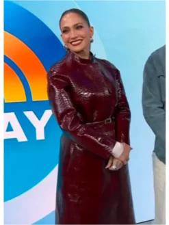 The Today Show 2026 Jennifer Lopez Leather Snake Embossed Coat