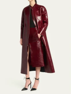 The Today Show 2026 Jennifer Lopez Leather Snake Embossed Coat Side