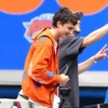Timothee Chalamet Knicks Victory Parade 2026 Orange Jacket