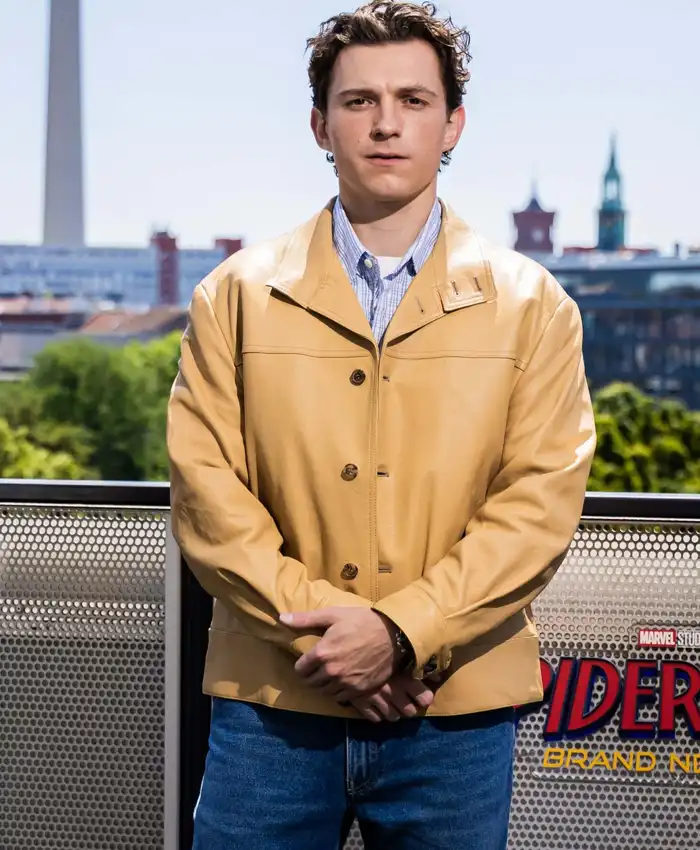 Tom Holland Spider Man New Day Berlin Leather Tan Jacket