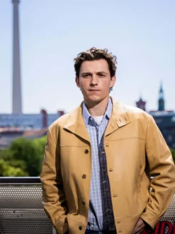 Tom Holland Spider Man New Day Berlin Tan Leather Jacket