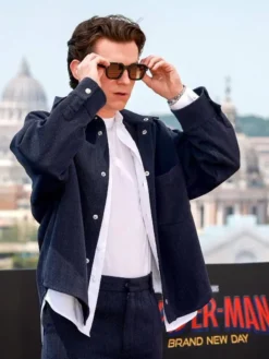 Tom Holland Spider Man New Day Rome Blue Wool Jacket