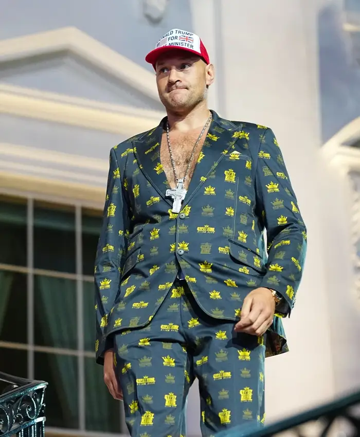 Tyson Fury UFC Freedom 250 Navy Yellow Crown Suit