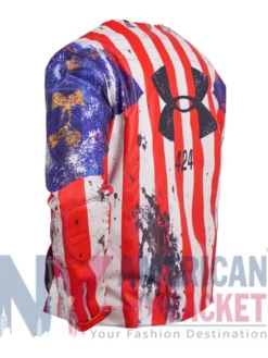 Under Armour x 424 American Flag Leather Jacket Side View