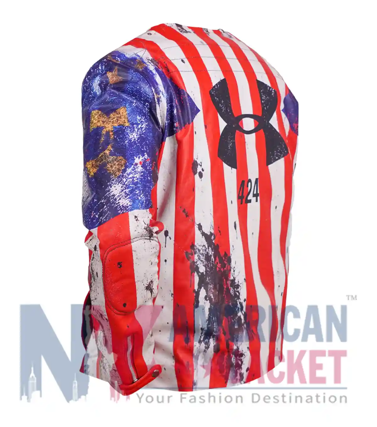 Under Armour x 424 American Flag Leather Jacket Side View
