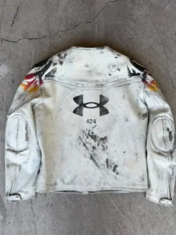 Under Armour x 424 White Leather Jacket