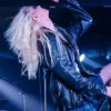 Underworld Concert Taylor Momsen Black Leather Jacket For Sale