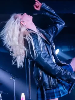 Underworld Concert Taylor Momsen Black Leather Jacket For Sale