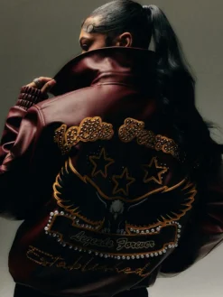 Zella Fermani Legends Forever Bomber Burgundy Leather Jacket