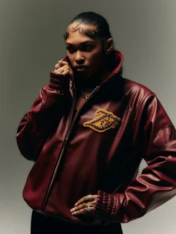 Zella Fermani Legends Forever Bomber Leather Burgundy Jacket