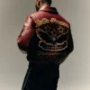 Zella Fermani Legends Forever Burgundy Leather Bomber Jacket