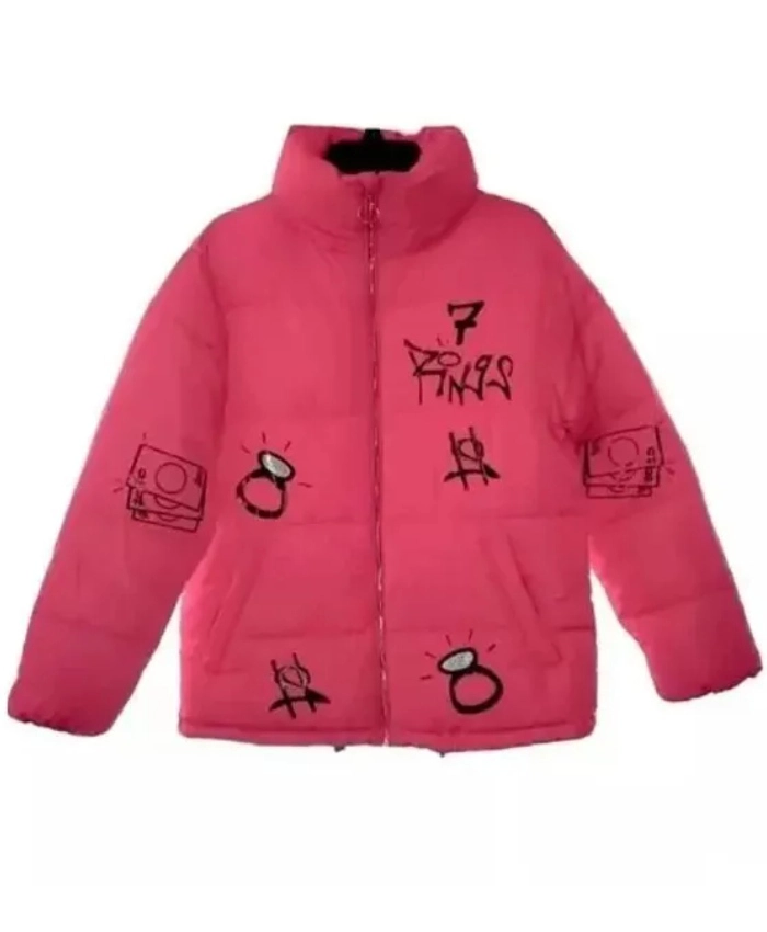 7 Rings Ariana Grande Pink Puffer Jacket