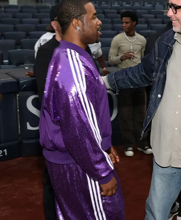 ASAP Ferg Yankee Stadium Purple Sequin Tracksuit Left Side
