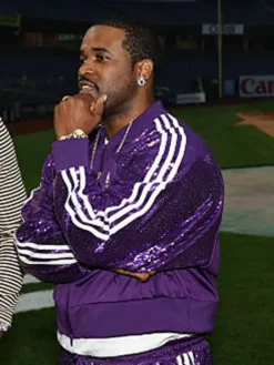ASAP Ferg Yankee Stadium Purple Sequin Tracksuit Right Side