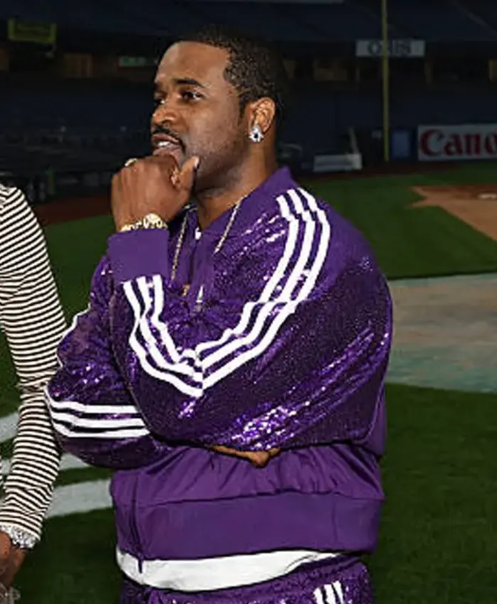 ASAP Ferg Yankee Stadium Purple Sequin Tracksuit Right Side