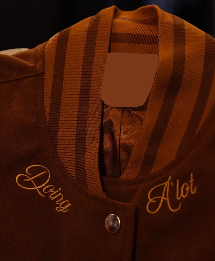 A'ja Wilson Playa Society x Nike WNBA Brown Varsity Jacket front view