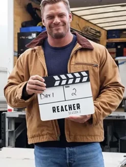 Alan Ritchson Reacher S02 Brown Jacket Front View