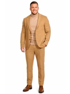 Elegant Alan Ritchson brown suit inspired by the Reacher movie promotional event outfit