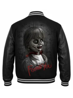 Annabelle Halloween Black Varsity Jacket Back View