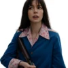 Anne Hathaway The End of Oak Street 2026 Blue Floral Coat