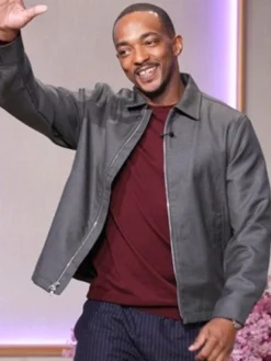 Anthony Mackie The Jennifer Hudson Show 2025 Grey Cotton Jacket Close-up
