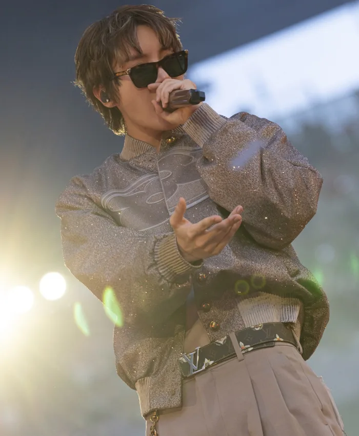 Arirang Paris Tour J-hope Louis Vuitton Varsity Jacket Side View