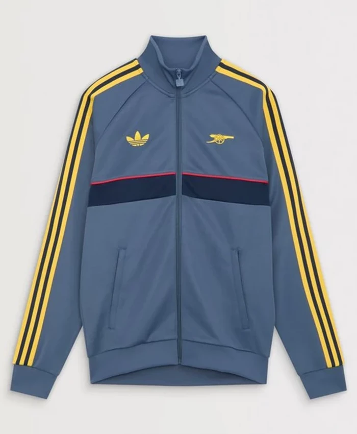 Arsenal Adidas 26-27 OG Pack Blue Fleece Tracksuit front view with zip jacket