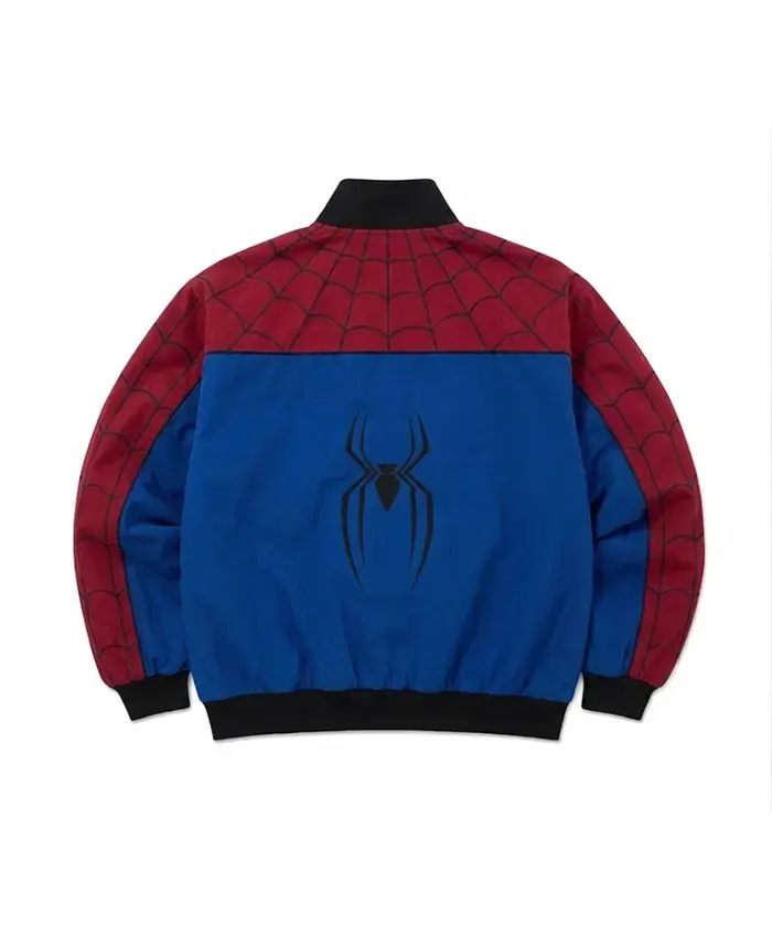 Back View Spider-Man Chris Wesly Red And Blue Bomber Jacket