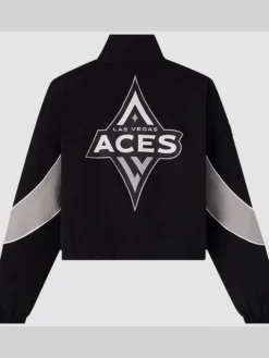 Back View of OVO x WNBA Las Vegas Aces Black And Grey Track Jacket