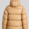 Back view of Carhartt WIP Toronto Brown Hooded Puffer Jacket with YKK zipper