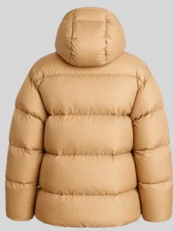 Back view of Carhartt WIP Toronto Brown Hooded Puffer Jacket with YKK zipper