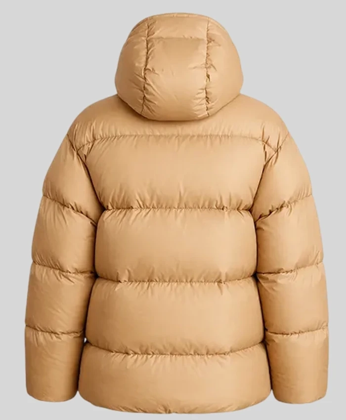 Back view of Carhartt WIP Toronto Brown Hooded Puffer Jacket with YKK zipper