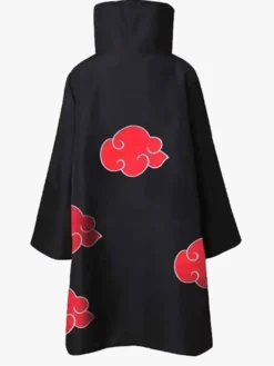 Back view of Halloween Naruto Akatsuki Black and Red Anime Costume Robe