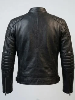 Back view of Halloween Venom Black Real Leather Biker Jacket design