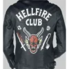 Back view of Hellfire Club TV-Series Stranger Things Black Leather Jacket