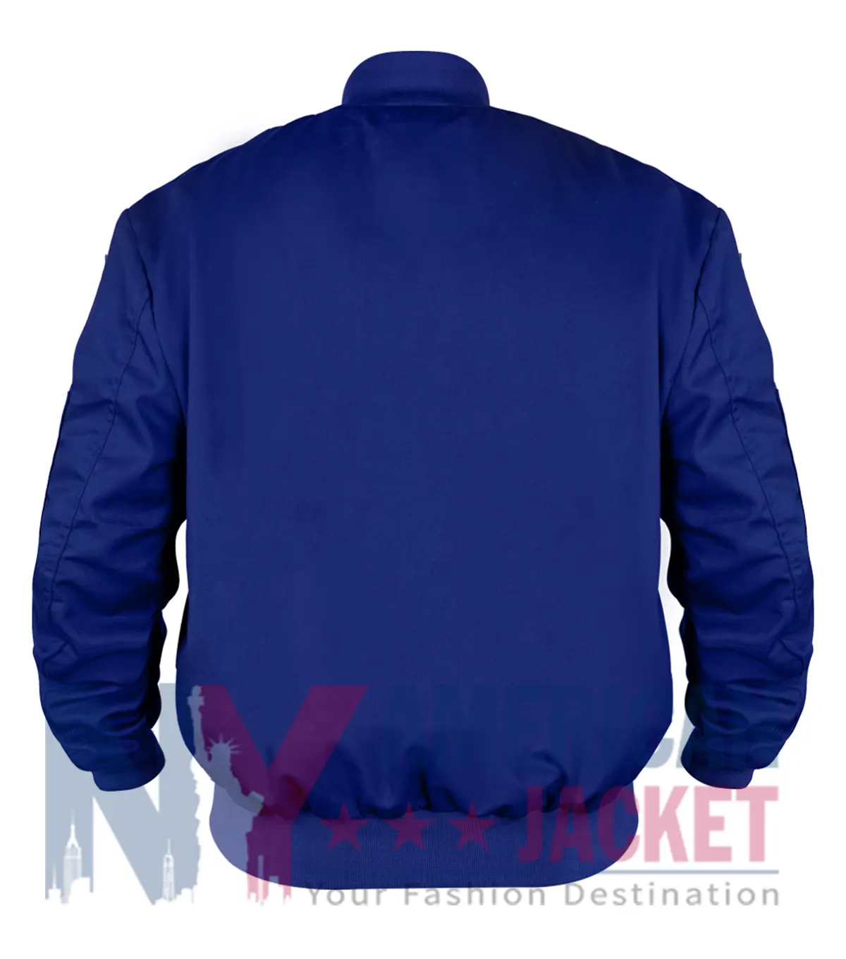 Back view of James Reece The Terminal List Blue Cotton Bomber Jacket