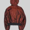 Back view of Jean Paul Gaultier 1990s Iridescent Maroon Hooded Jacket